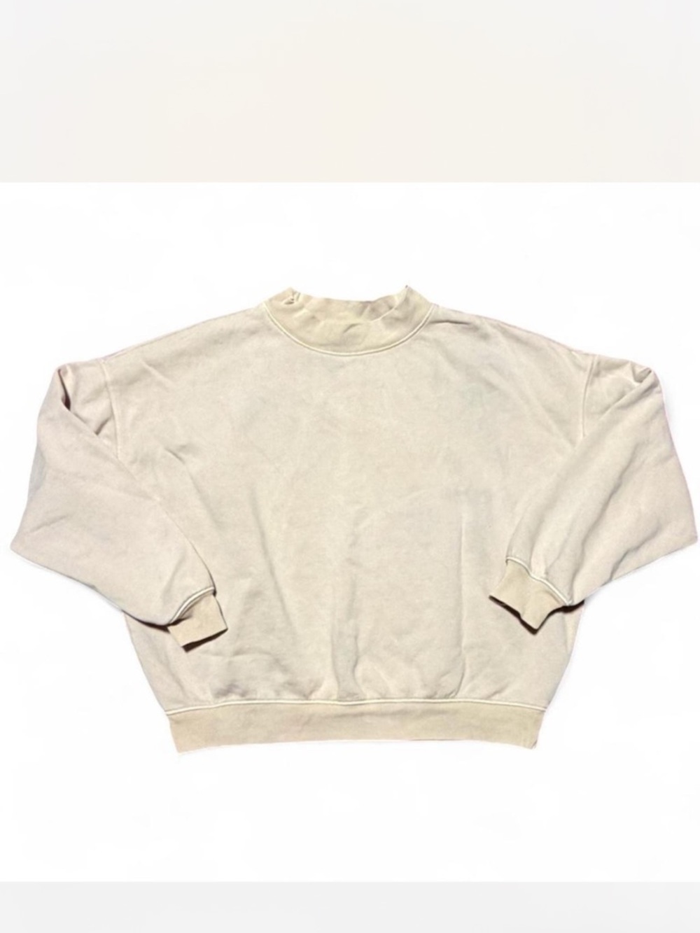 Madewell Cream/light pink Oversized Sweatshirt Mock Neck Cozy Pullover Size S